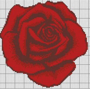 Counted Petit point Pattern - Miniature Red Rose Area Rug - Click Image to Close